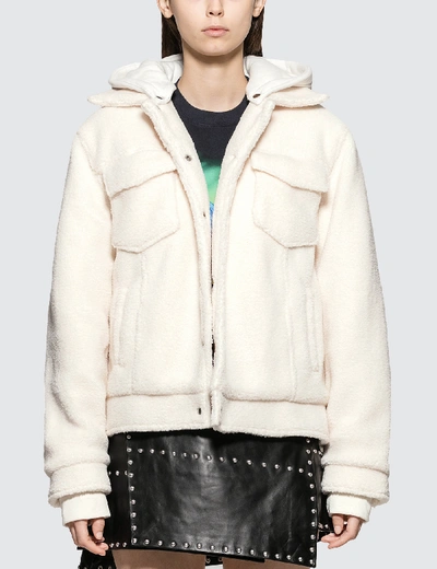 Shop Danielle Guizio Sherpa Jacket With Removeable Hood In White