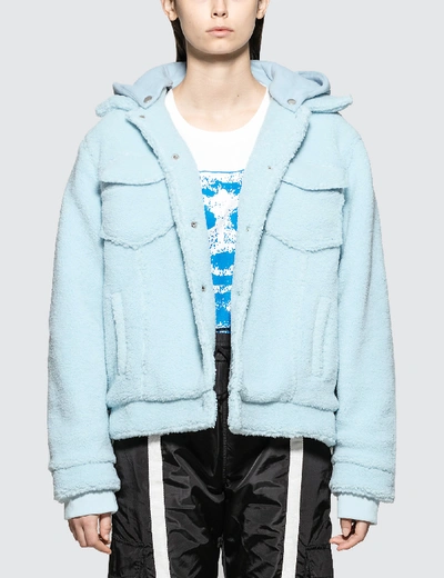 Shop Danielle Guizio Sherpa Jacket With Removeable Hood In Blue
