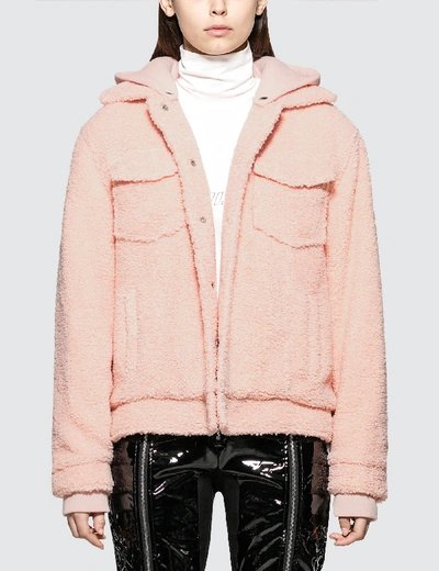 Shop Danielle Guizio Sherpa Jacket With Removeable Hood In Pink