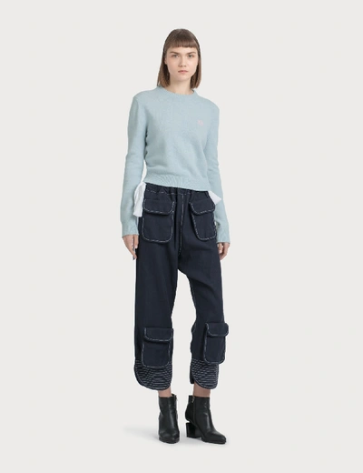 Shop Loewe Drawstring Pocket Trousers In Blue