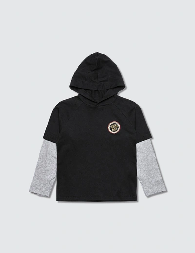 Shop Versace Hooded L/s T-shirt With Medusa Logo (toddler) In Black