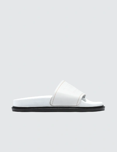 Shop Mm6 Maison Margiela Leather Slippers In White
