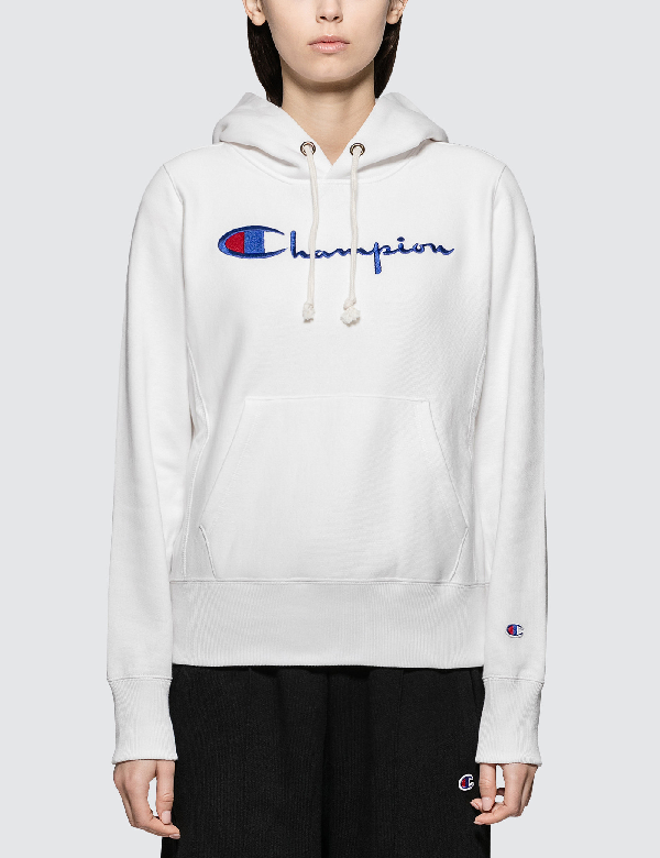 champion hooded sweatshirt white