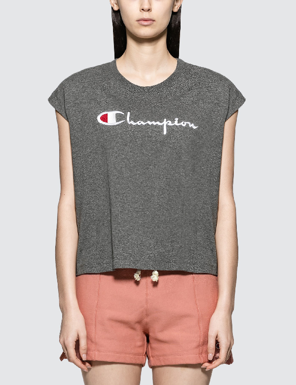 Champion Cropped Oversized Tank Top In Grey | ModeSens