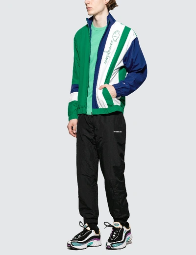 Shop Champion Striped Panel Track Jacket In Green