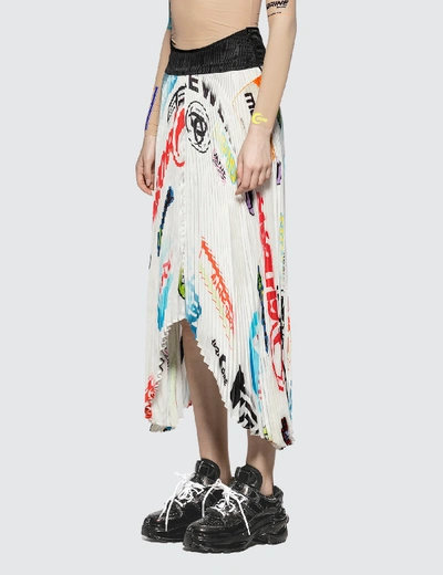 Shop Marine Serre Formula 1 Logo Print Pleated Skirt In White