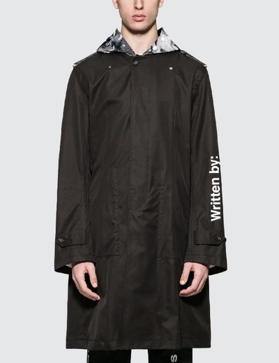 Printed Cotton-gabardine Trench Coat In Black