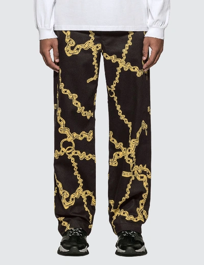 Shop Aries Gold Chain Print Chino Pants In Multicolor