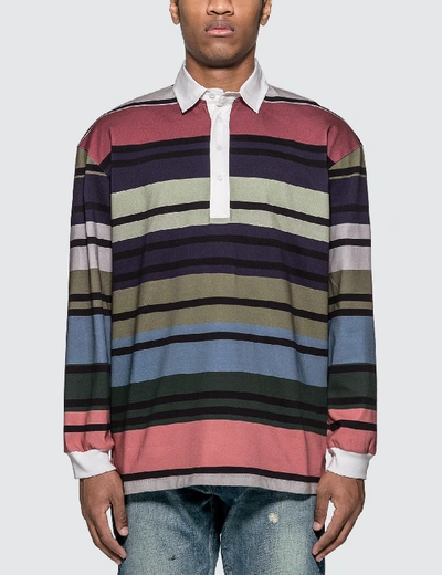 Shop Jw Anderson Striped Rugby Jersey Long Sleeve Polo Shirt In Green