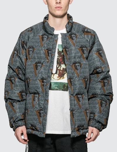 Shop Undercover Down Jacket With Vvv Print In Grey