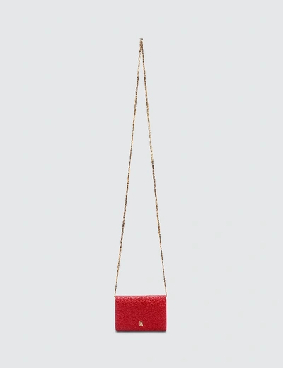 Shop Burberry Grainy Leather Card Case With Detachable Strap In Red