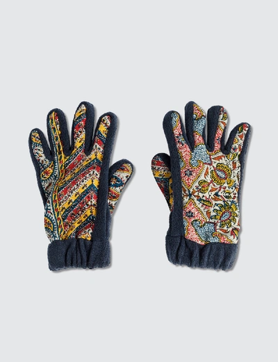 Shop Paria Farzaneh Iranian Print Fleece Gloves In Blue