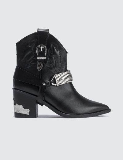 Shop Toga Western Harness Leather Boots In Black