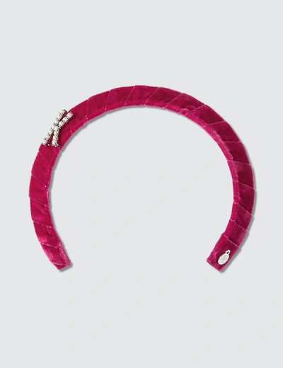 Shop Lelet Ny Monogram Pearl Headband In Red