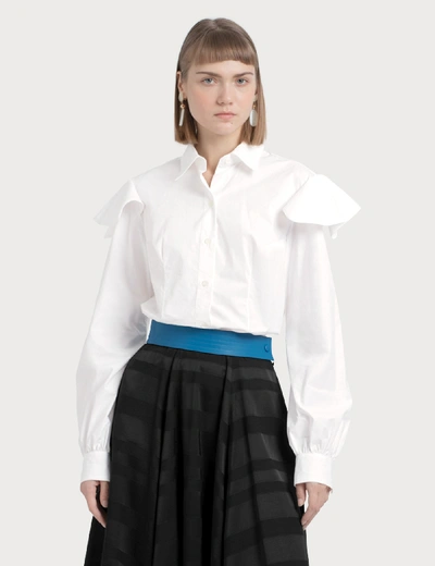 Shop Loewe Cape Sleeve Shirt In White