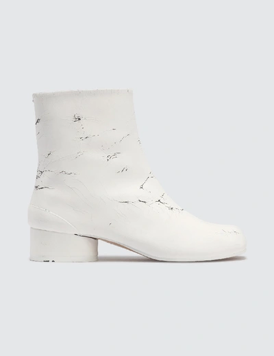Shop Maison Margiela Tabi Paint Finish Ankle Boots In White