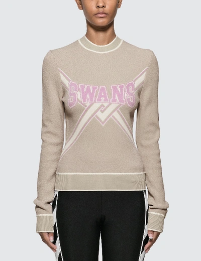 Shop Off-white Knit Swans Sweater In Beige