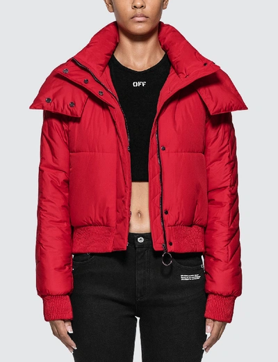 Shop Off-white Embroidered Arrow Down Jacket In Red