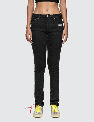 Shop Off-white Skinny Fit Jeans With Twisted Scarf In Black