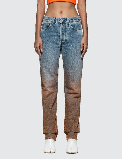 Shop Off-white Degrade Two-tone Jeans In Blue