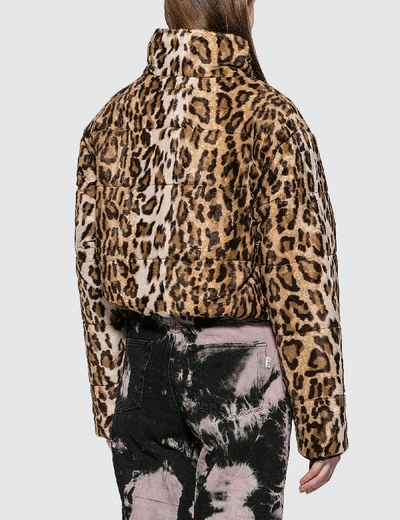 Shop Ashley Williams Faux Leopard Fur Puffer Pullover Jacket In Brown