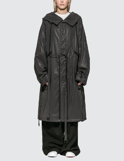 Shop Hyein Seo Reflective Padded Fishtail Parka With Detachable Bag In Grey