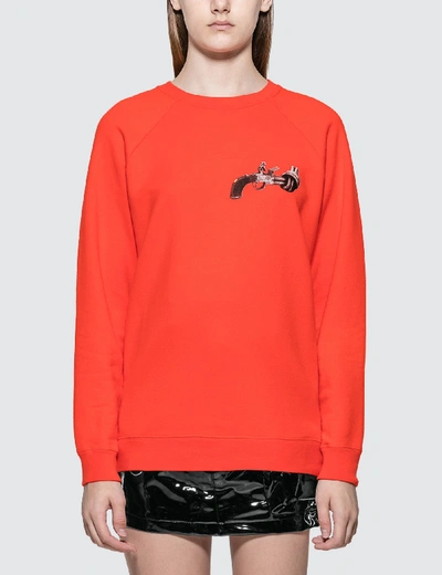 Shop Kirin Gun Graphic Print Sweatshirt In Orange