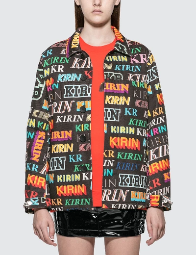 Shop Kirin Typo Field Denim Jacket In Black