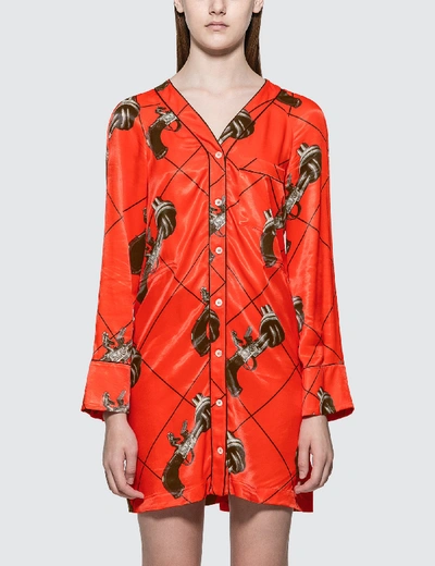 Shop Kirin Guns Vi Mini Pajama Dress In Orange
