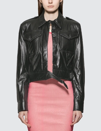 Shop Helmut Lang Pocket Leather Jacket In Black