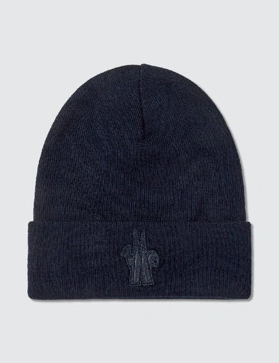 Shop Moncler Grenoble Wool Beanie In Blue