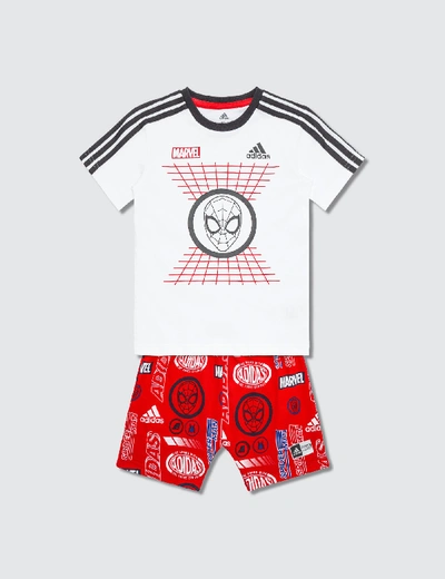 Shop Adidas Originals Marvel Spider Man Summer Set (toddler) In White