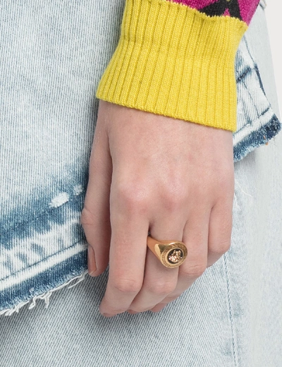 Shop Versace Enamel Medusa Medallion Ring In Black