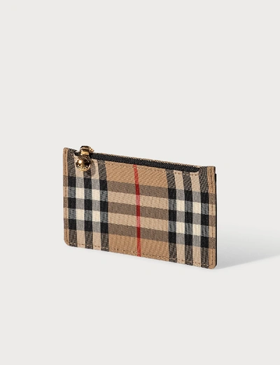 Shop Burberry Vintage Check And Leather Zip Card Case In Black