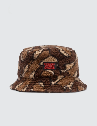 Shop Burberry Monogram Fleece Bucket Hat In Brown