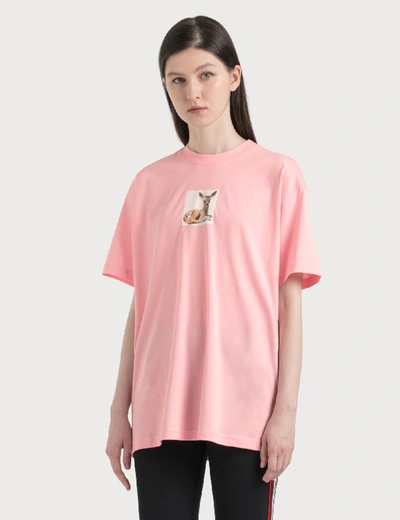 Shop Burberry Deer Print Cotton T-shirt In Pink