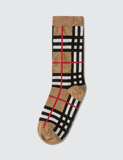 Shop Burberry Classic Check Socks In Beige