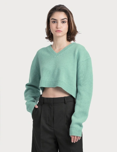 Shop Acne Studios Kadienne Shetland Crop Knit In Blue