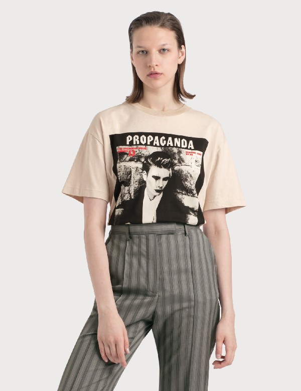 Acne Studios Erice Propaganda Magazine Print Cotton T Shirt In Neutrals Modesens