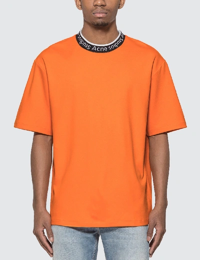 Shop Acne Studios Logo Neck T-shirt In Orange