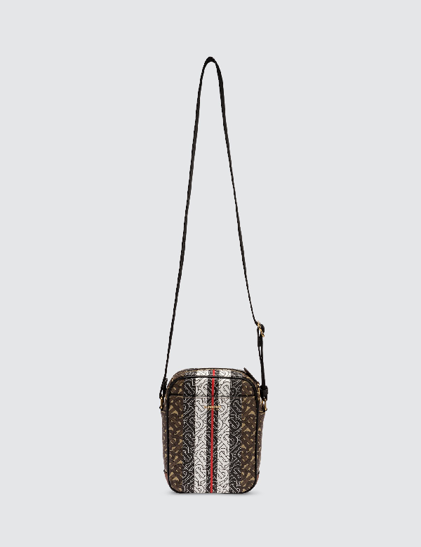 Burberry Monogram Stripe Print E-canvas Crossbody Bag In Brown | ModeSens