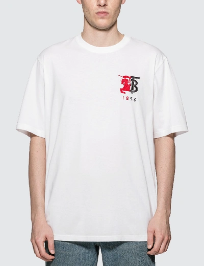 Shop Burberry Contrast Logo Graphic Cotton T-shirt In White