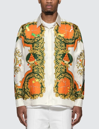 Shop Casablanca Printed Silk Shirt In Orange