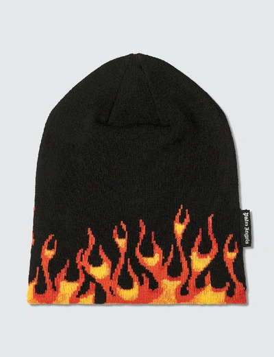 Shop Palm Angels Burning Beanie In Black