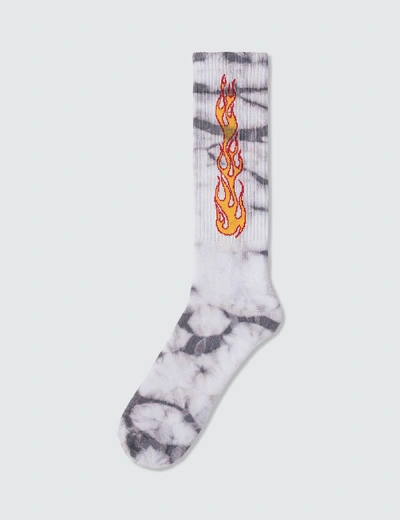 Shop Palm Angels Tie Dye Flames Socks In Multicolor