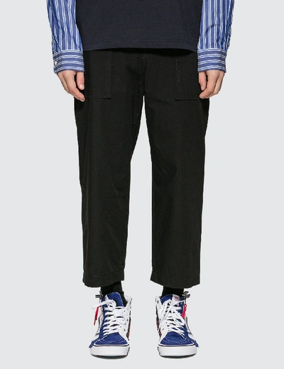 Shop Sacai Fabric Combo Cropped Pants In Black