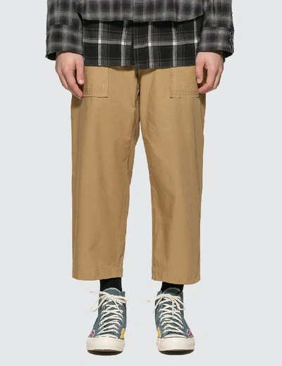 Shop Sacai Fabric Combo Cropped Pants In Beige