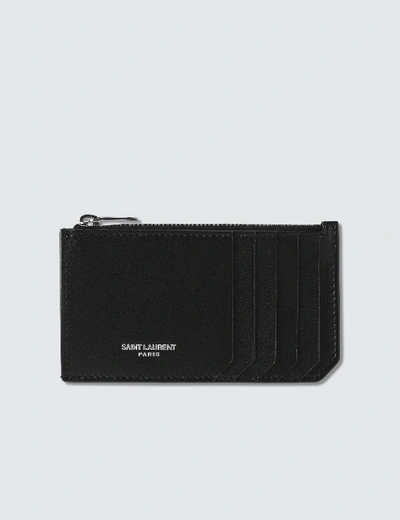 Shop Saint Laurent Zippered Card Case In Black