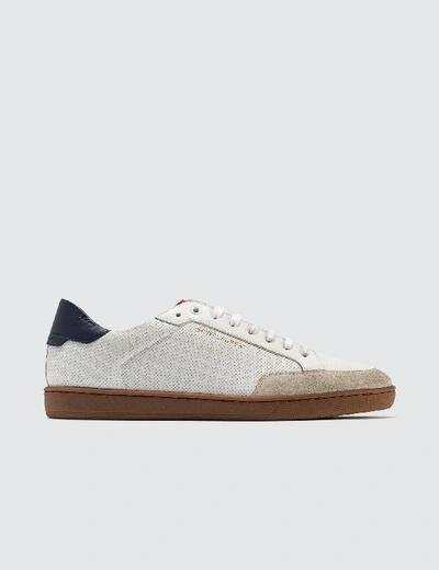 Shop Saint Laurent Court Classic Sl/10 Sneakers In Perforated Leather In White