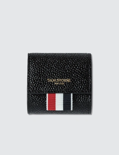 Shop Thom Browne Small Coin Case / Airpods Case In Pebble Grain In Black